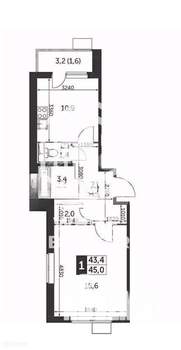 1-к квартира, вторичка, 45м2, 14/25 этаж