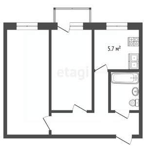 2-к квартира, вторичка, 45м2, 4/4 этаж