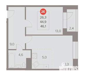 2-к квартира, вторичка, 46м2, 7/22 этаж