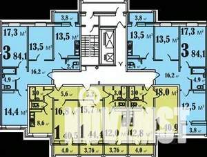 3-к квартира, сданный дом, 85м2, 1/17 этаж