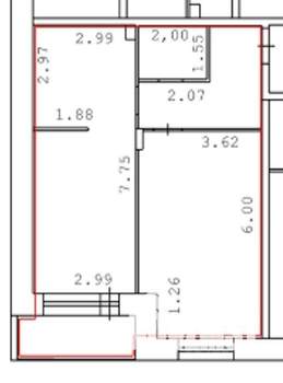 2-к квартира, вторичка, 54м2, 1/3 этаж