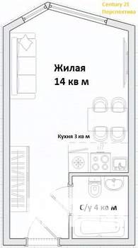 Студия квартира, вторичка, 24м2, 7/17 этаж