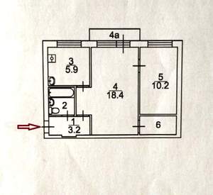 2-к квартира, вторичка, 43м2, 3/4 этаж