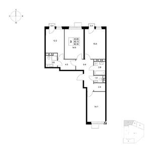 3-к квартира, вторичка, 82м2, 4/4 этаж