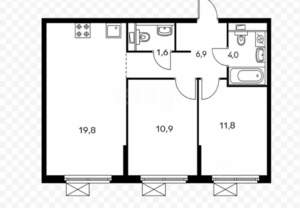 2-к квартира, вторичка, 62м2, 4/25 этаж