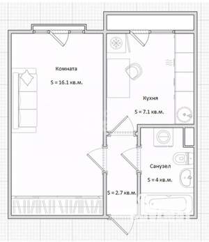 1-к квартира, вторичка, 31м2, 16/17 этаж