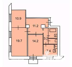 3-к квартира, вторичка, 73м2, 3/5 этаж