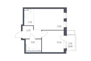 1-к квартира, строящийся дом, 37м2, 9/12 этаж