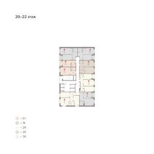 1-к квартира, строящийся дом, 46м2, 22/22 этаж