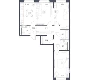 3-к квартира, вторичка, 78м2, 10/17 этаж