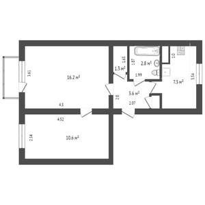 2-к квартира, вторичка, 45м2, 5/9 этаж