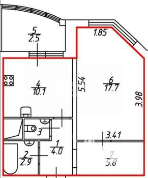 1-к квартира, вторичка, 42м2, 15/25 этаж