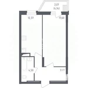 1-к квартира, вторичка, 44м2, 7/12 этаж