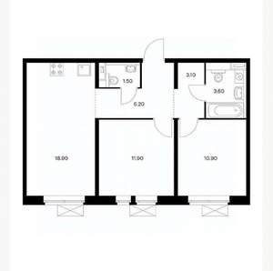 3-к квартира, вторичка, 56м2, 15/25 этаж