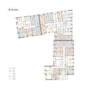 2-к квартира, строящийся дом, 74м2, 8/22 этаж