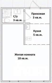 1-к квартира, вторичка, 29м2, 1/17 этаж