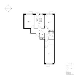 3-к квартира, вторичка, 79м2, 3/6 этаж