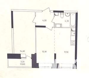 2-к квартира, вторичка, 50м2, 6/17 этаж