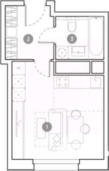 Студия квартира, вторичка, 26м2, 25/25 этаж