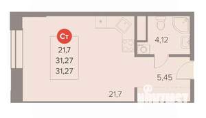 Студия квартира, вторичка, 31м2, 12/22 этаж