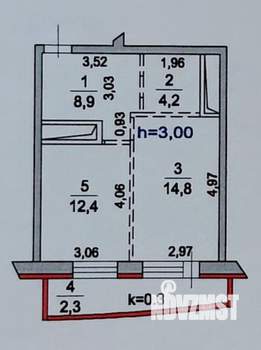 1-к квартира, вторичка, 40м2, 8/17 этаж