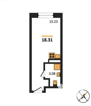 Студия квартира, вторичка, 18м2, 5/21 этаж