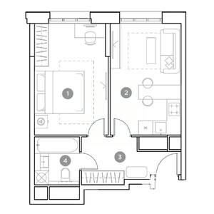 1-к квартира, сданный дом, 39м2, 20/22 этаж