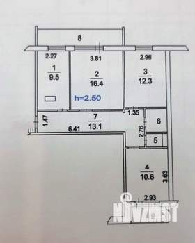 3-к квартира, вторичка, 71м2, 9/10 этаж