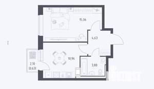 1-к квартира, сданный дом, 35м2, 12/17 этаж
