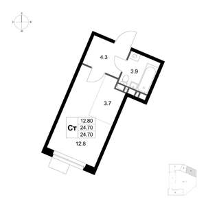 Студия квартира, вторичка, 25м2, 4/7 этаж