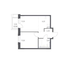 1-к квартира, вторичка, 38м2, 4/6 этаж