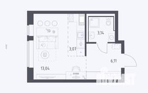 Студия квартира, сданный дом, 25м2, 15/17 этаж