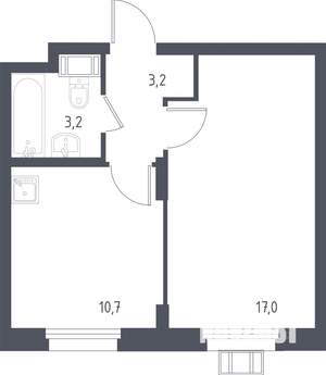 1-к квартира, вторичка, 34м2, 3/17 этаж