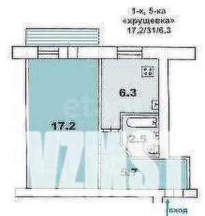 1-к квартира, вторичка, 34м2, 12/17 этаж