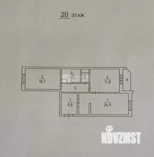 2-к квартира, вторичка, 87м2, 20/25 этаж