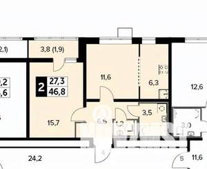 2-к квартира, вторичка, 47м2, 10/24 этаж