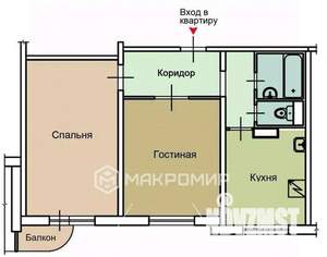 2-к квартира, вторичка, 54м2, 9/15 этаж