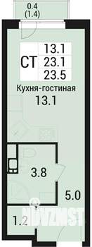 Студия квартира, вторичка, 24м2, 5/5 этаж