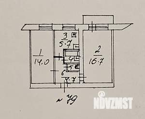 2-к квартира, вторичка, 45м2, 5/5 этаж