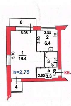 1-к квартира, вторичка, 33м2, 3/4 этаж