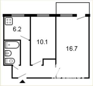 2-к квартира, вторичка, 45м2, 2/5 этаж