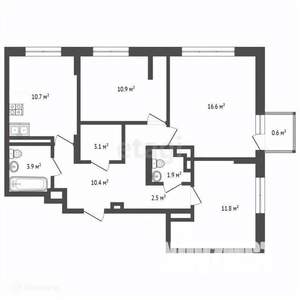 3-к квартира, вторичка, 72м2, 22/25 этаж