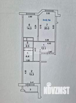 2-к квартира, вторичка, 68м2, 3/16 этаж