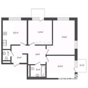 3-к квартира, вторичка, 73м2, 8/24 этаж