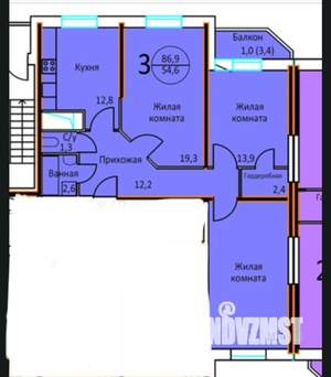 3-к квартира, вторичка, 90м2, 7/15 этаж