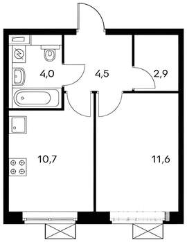 1-к квартира, вторичка, 35м2, 15/25 этаж