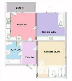 2-к квартира, вторичка, 36м2, 2/17 этаж