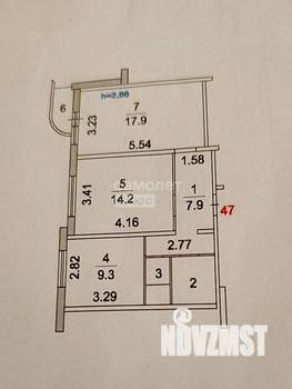2-к квартира, вторичка, 54м2, 15/15 этаж