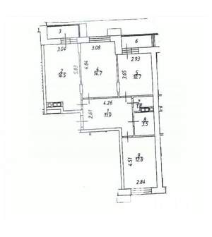 3-к квартира, вторичка, 75м2, 2/17 этаж