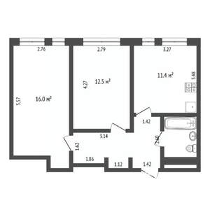 2-к квартира, вторичка, 53м2, 17/17 этаж